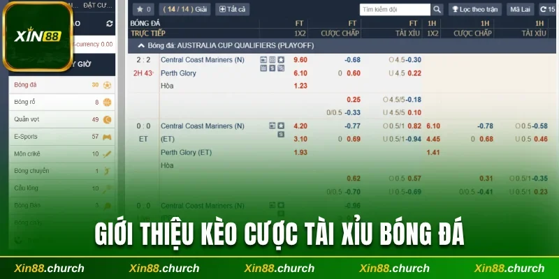 Giới thiệu kèo cược Tài Xỉu bóng đá