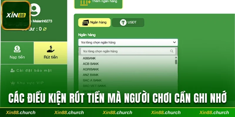 Rút tiền Xin88 và các điều kiện mà người chơi cần ghi nhớ